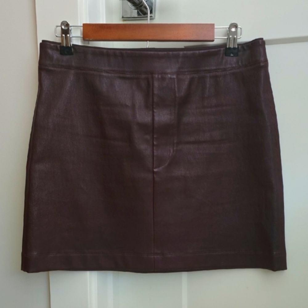 Helmut Lang Burgundy Leather Mini Skirt